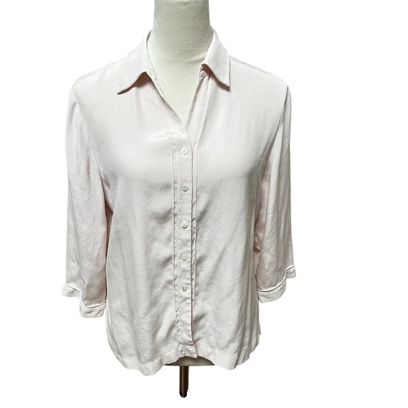Talbots Petites Stretch 14 Light Pink Button Down Shirt Collar - Picture 1 of 9